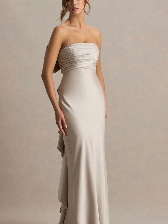 Club L London Dresses & Skirts - Club L London Champagne Satin Gown With Bow